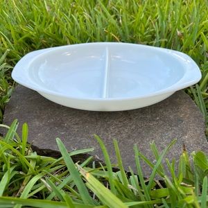 Pyrex Vintage (Milkglass) Oval Divided Vegetable Bowl Size 1 1/2 QT
